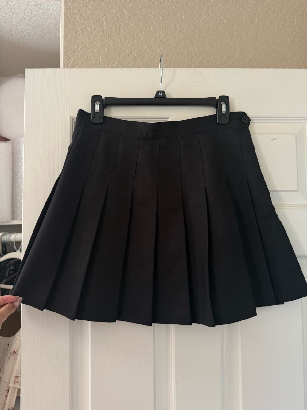 American Apparel Gabardine Black Pleated Tennis Mini Skirt